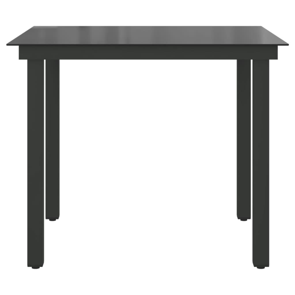 Garden Table Black 80x80x74 cm Aluminium and Glass