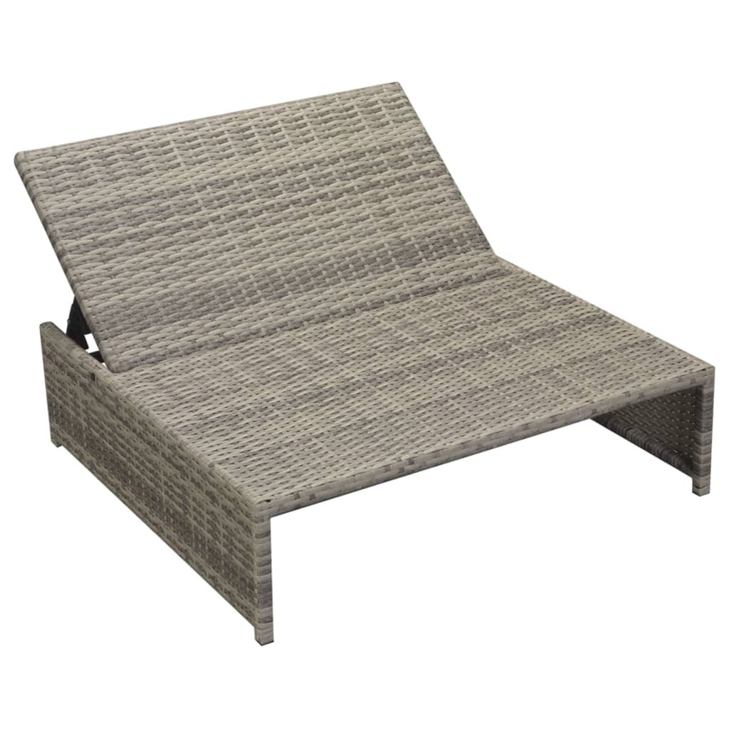 5 Piece Garden Lounge Set with Cushions Poly Rattan Grey