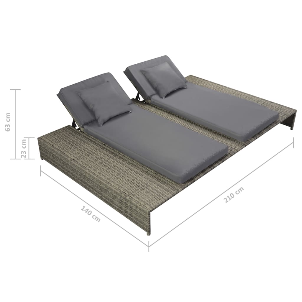 5 Piece Garden Lounge Set with Cushions Poly Rattan Grey