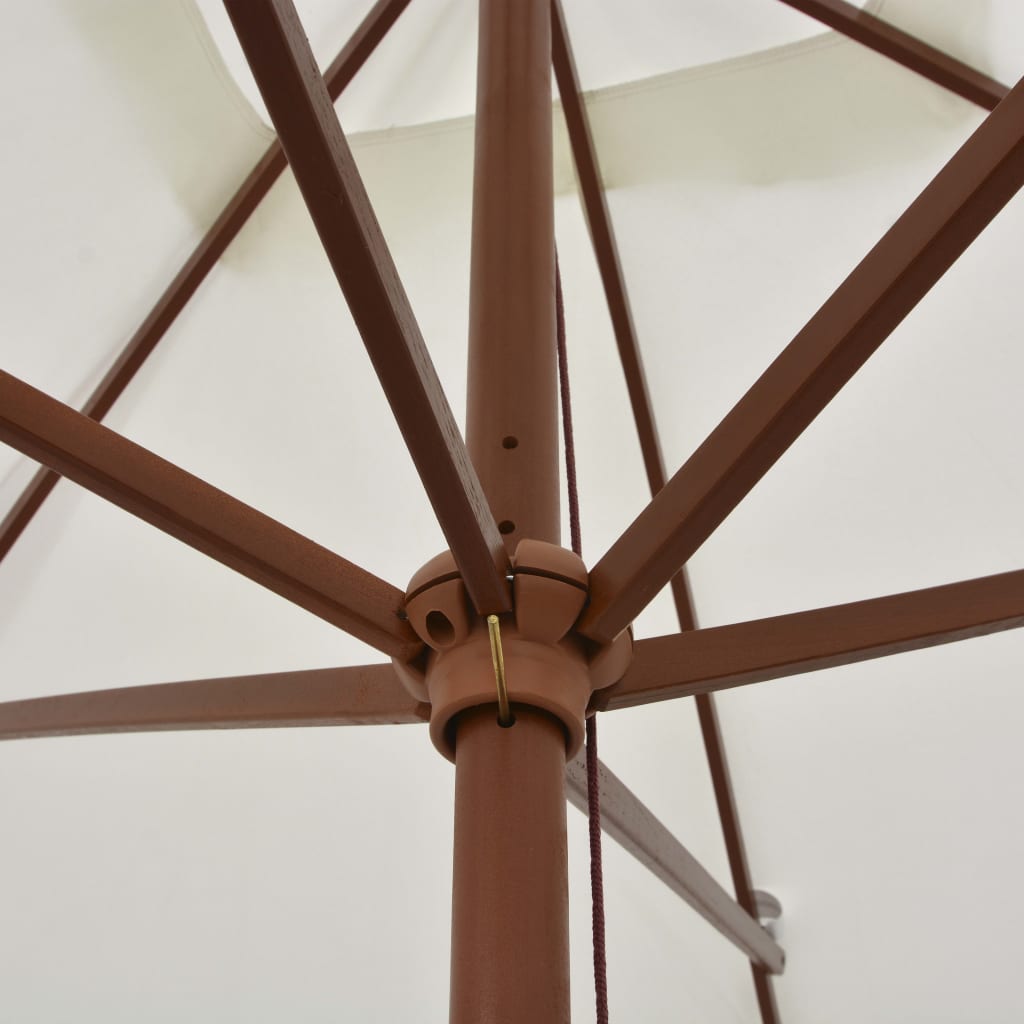 Garden Parasol 200x300 cm Wooden Pole Cream White