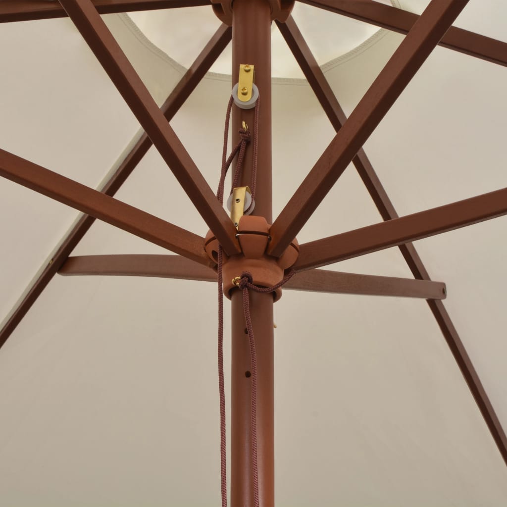 Garden Parasol 270x270 cm Wooden Pole Cream White