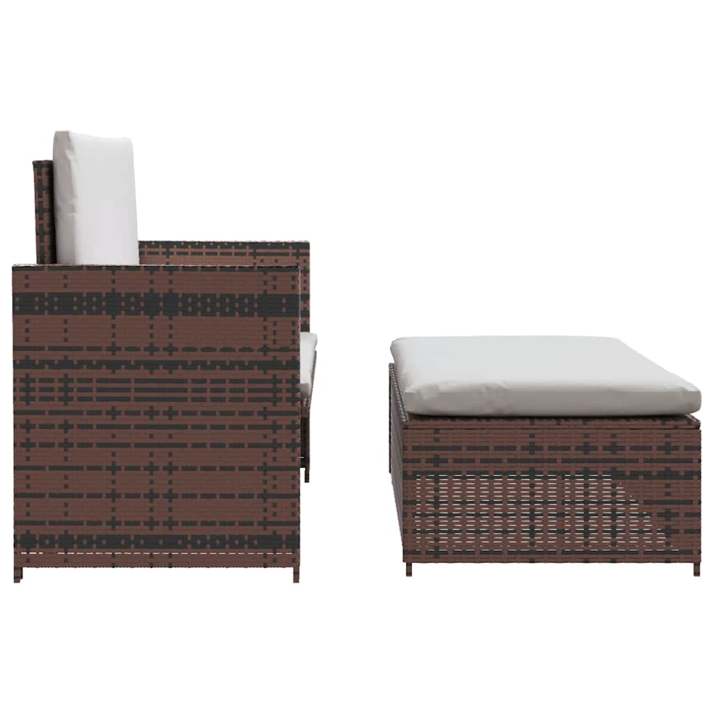 Garden Sofa Poly Rattan Brown
