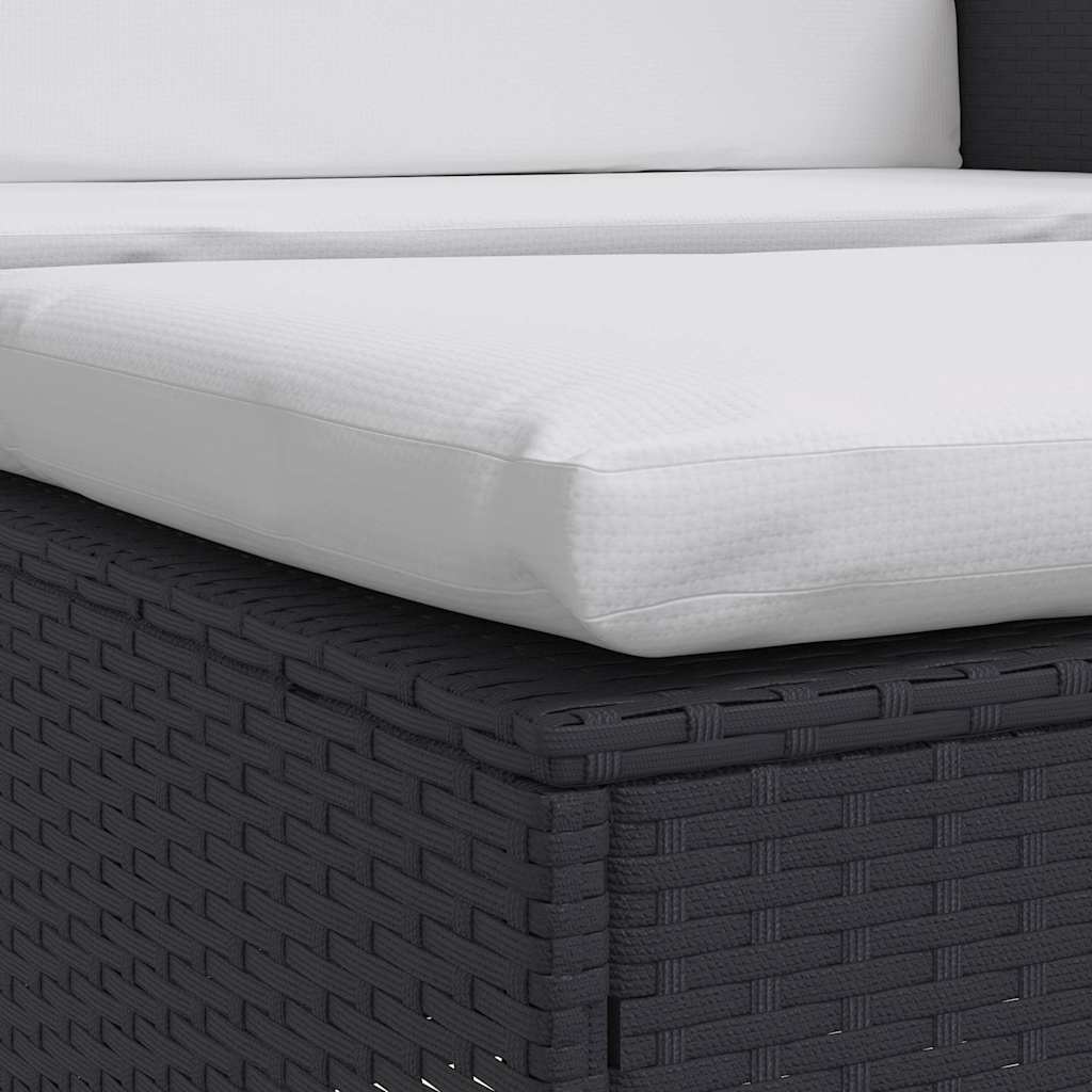 2 Piece Garden Lounge Set with Cushions Poly Rattan Black