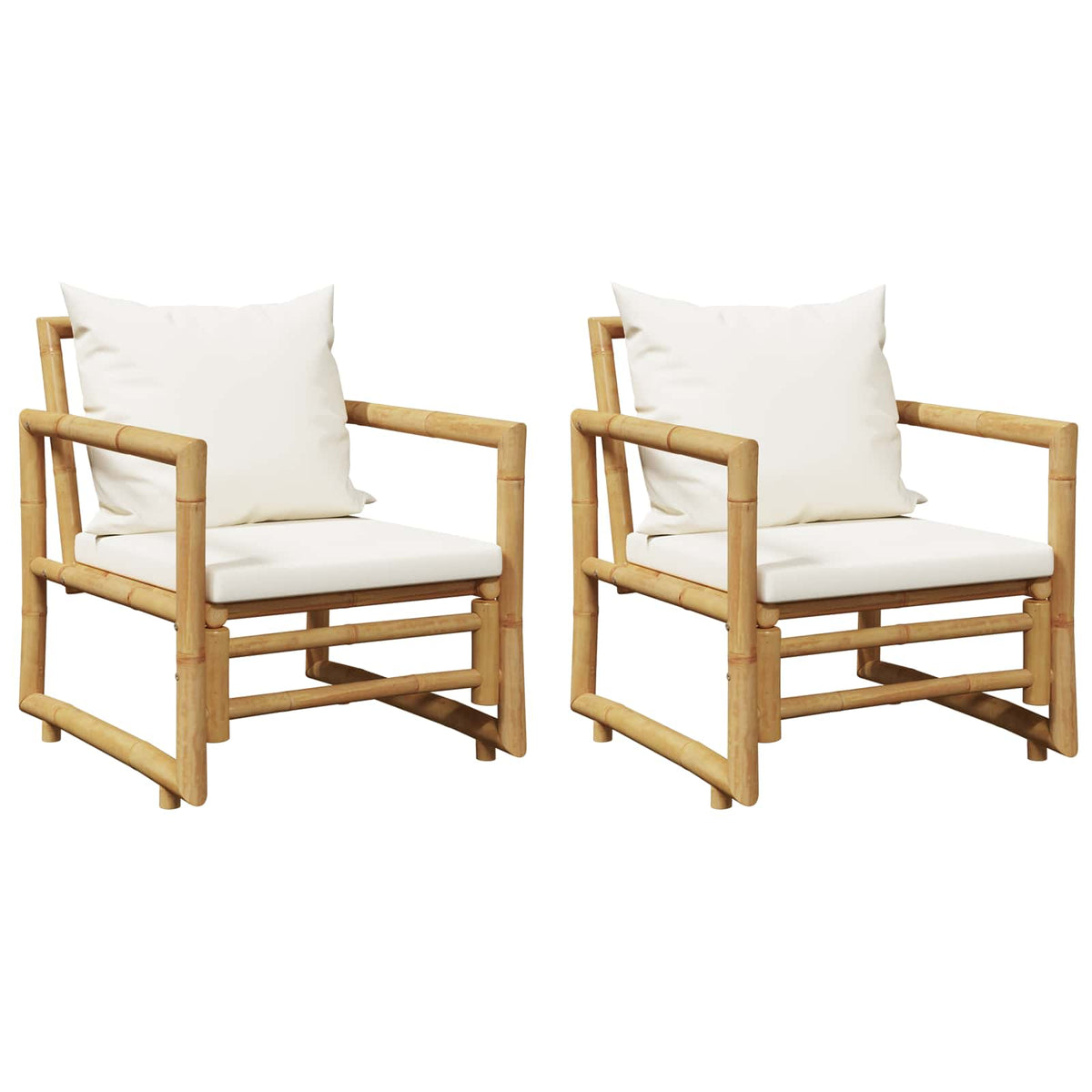 Garden Chairs 2 pcs with Cushions and Pillows Bamboo