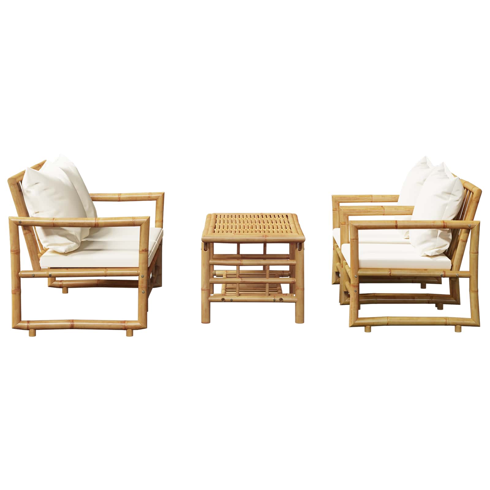 4 Piece Garden Lounge Set with Cushions Bamboo