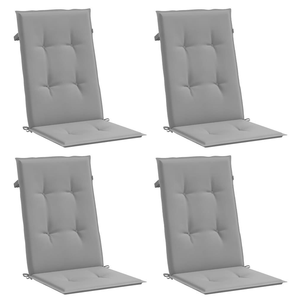 Garden Highback Chair Cushions 4 pcs Grey 120x50x3 cm Fabric