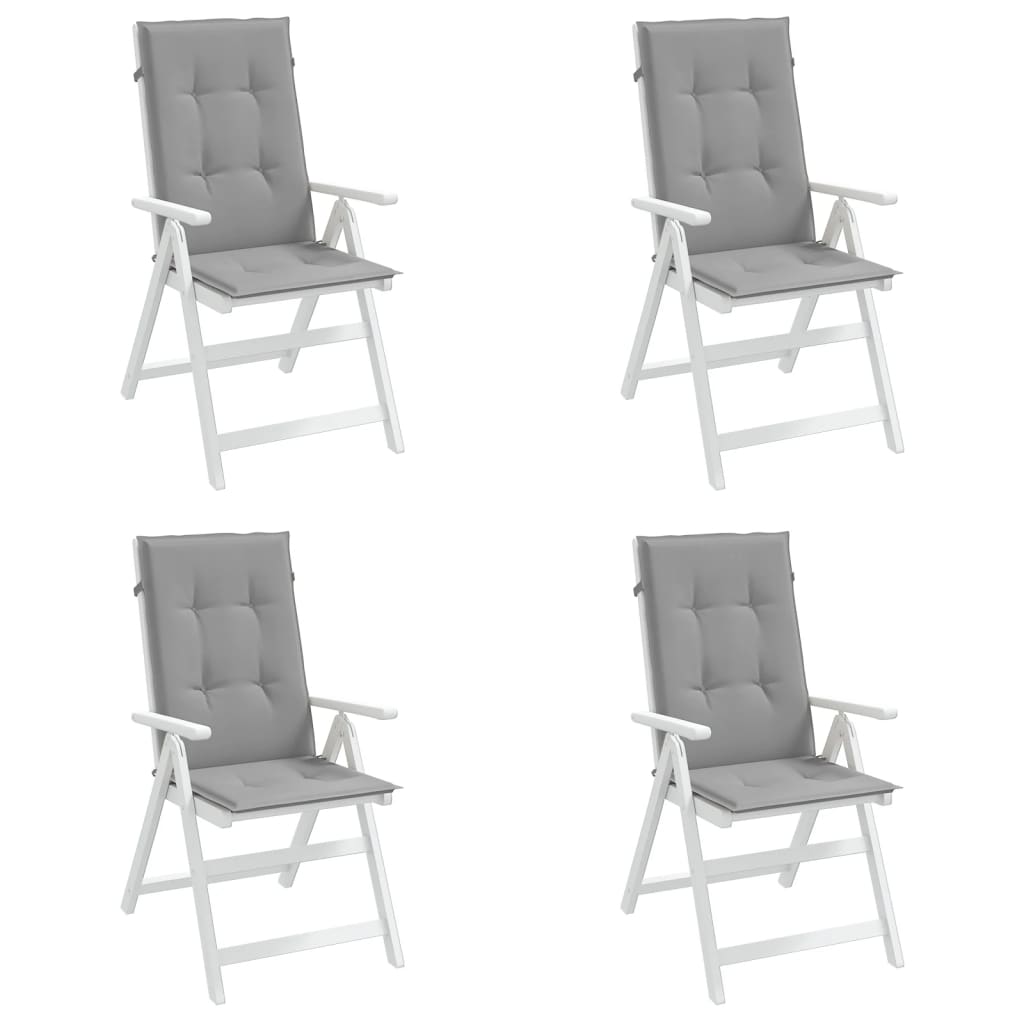 Garden Highback Chair Cushions 4 pcs Grey 120x50x3 cm Fabric