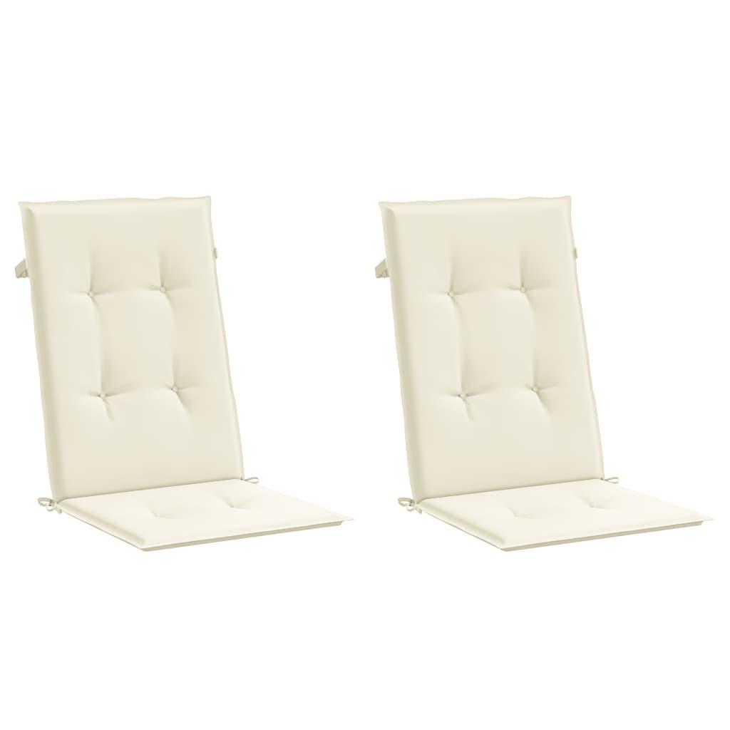 Garden Highback Chair Cushions 2 pcs Cream 120x50x3 cm Fabric