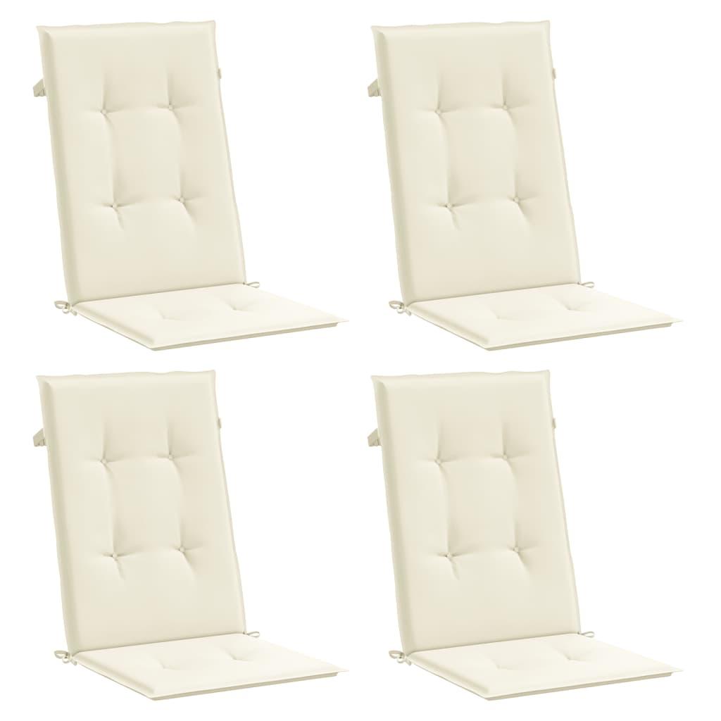 Garden Highback Chair Cushions 4 pcs Cream 120x50x3 cm Fabric