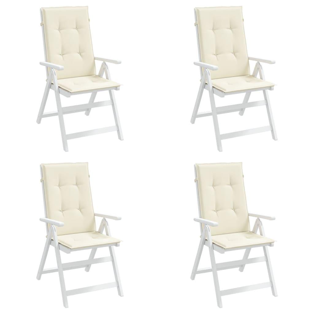 Garden Highback Chair Cushions 4 pcs Cream 120x50x3 cm Fabric