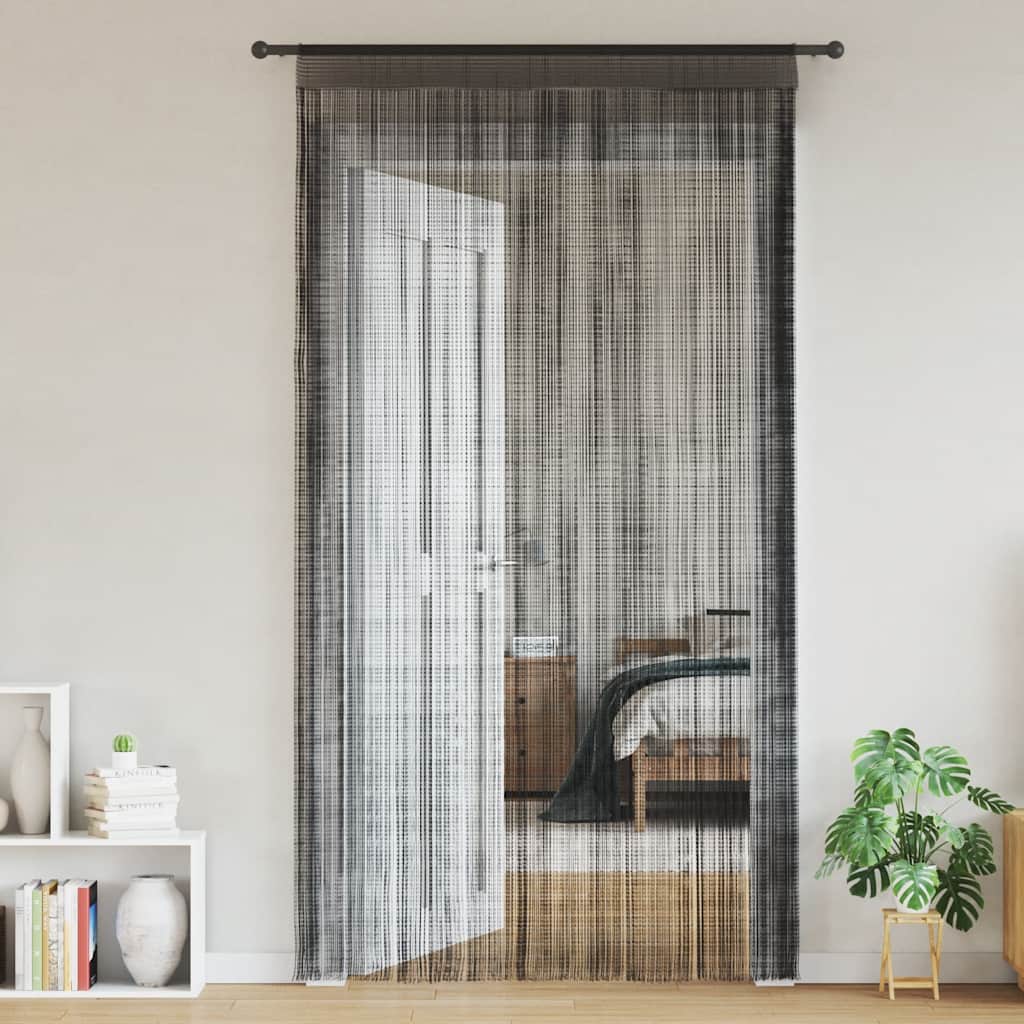 String Curtains 2 pcs 100x250 cm Black