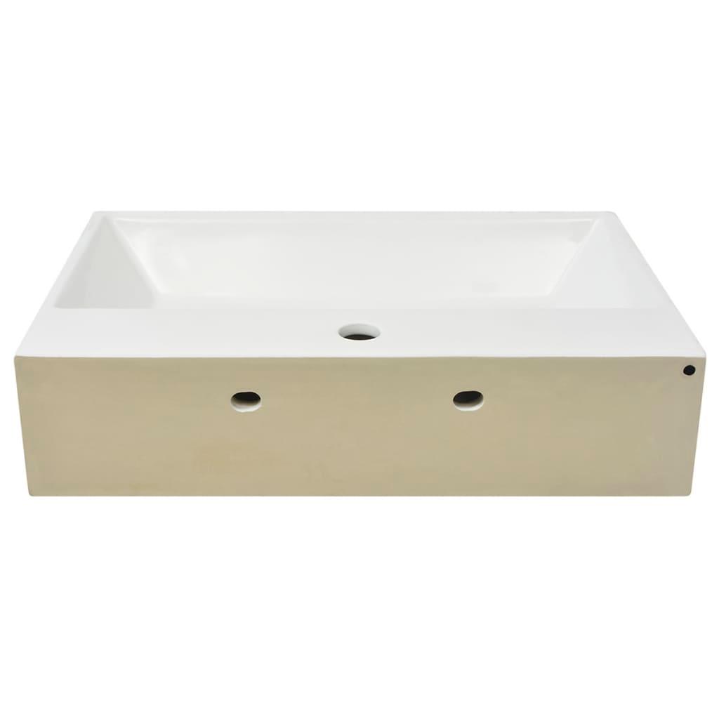 Basin with Faucet Hole Ceramic White 60.5x42.5x14.5 cm