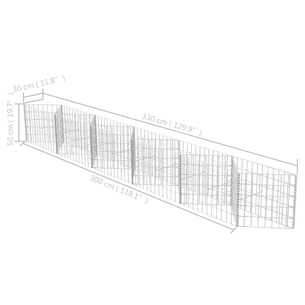 Gabion Basket Galvanised Steel 300x30x50 cm