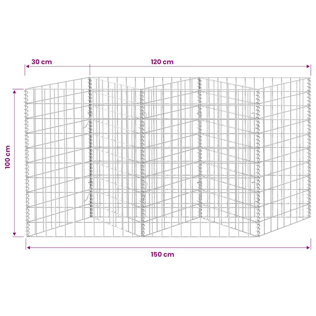 Gabion Basket Galvanised Steel 120x30x100 cm