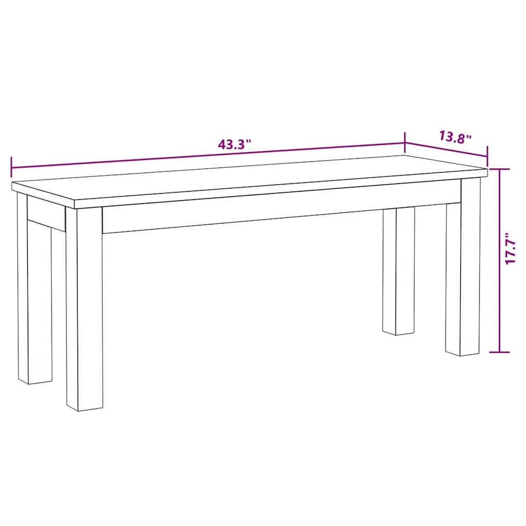 Bench Solid Reclaimed Wood 110x35x45 cm