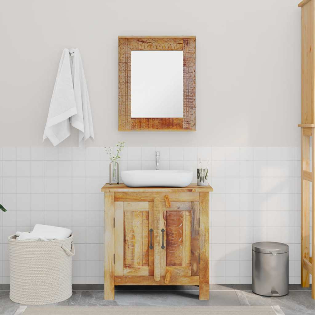 Bathroom Vanity Cabinet with Mirror Solid Mango Wood