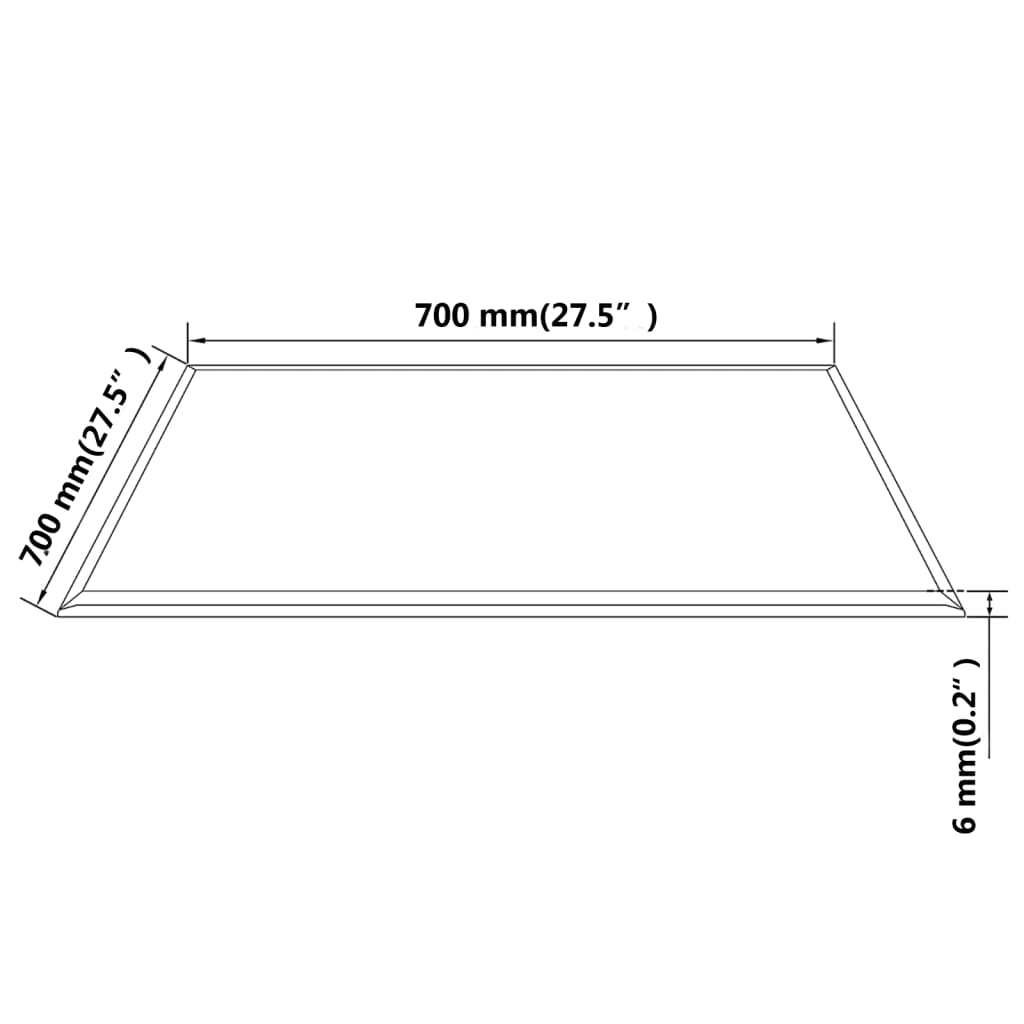 Table Top Tempered Glass Square 700x700 mm