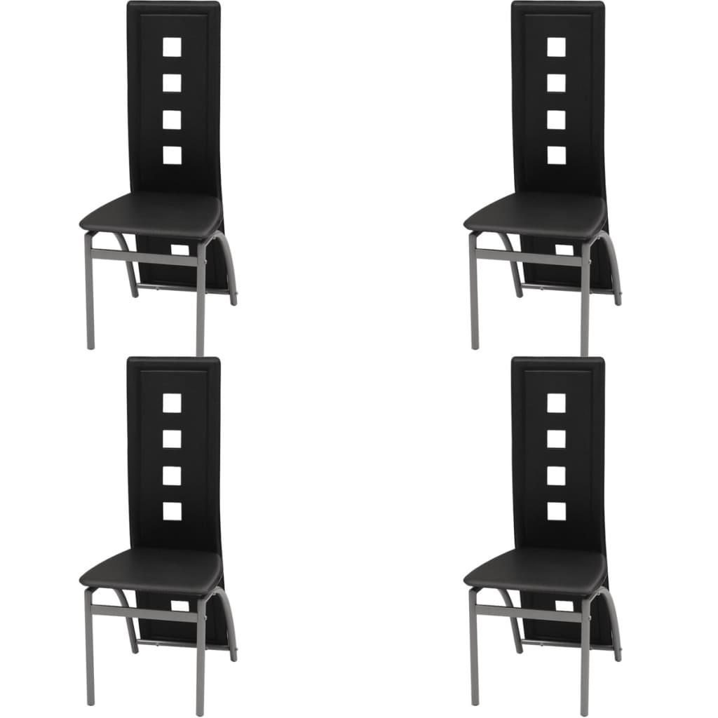 Dining Chairs 4 pcs Black Faux Leather