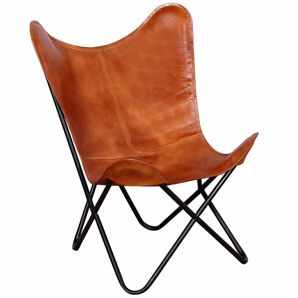 Butterfly Chair Brown Real Leather