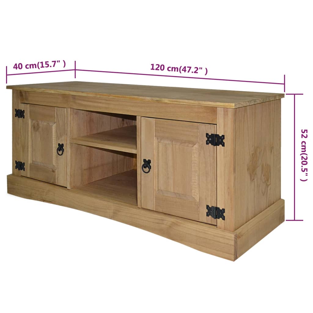 TV Cabinet Mexican Pine Corona Range 120x40x52 cm