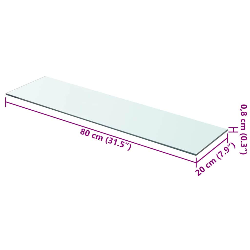 Shelf Panel Glass Clear 80x20 cm