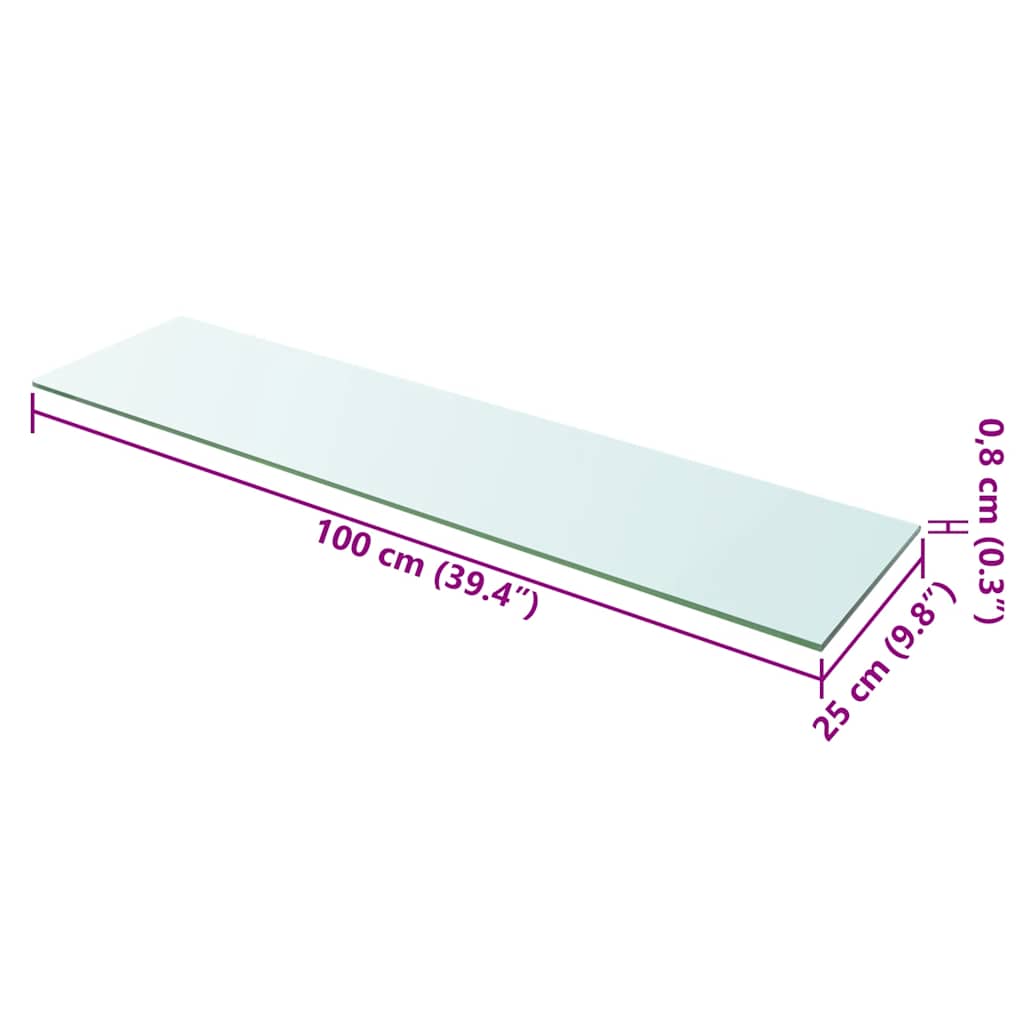 Shelf Panel Glass Clear 100x25 cm