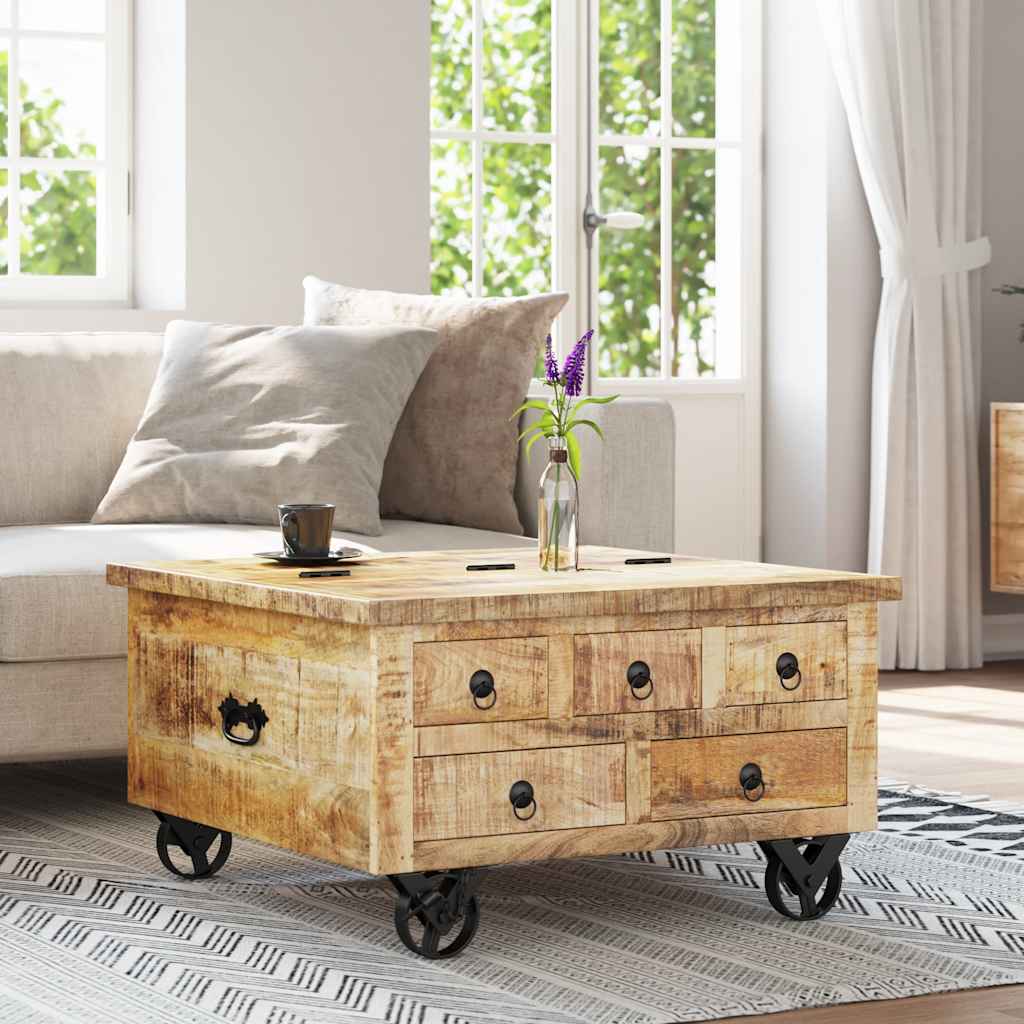 Coffee Table Rough Mango Wood 70x70x40 cm