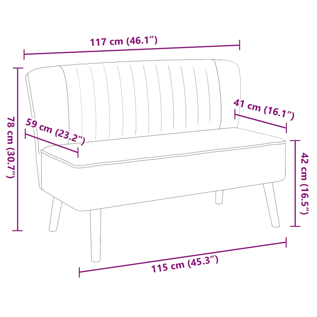 Sofa Fabric 117x55.5x77 cm Yellow