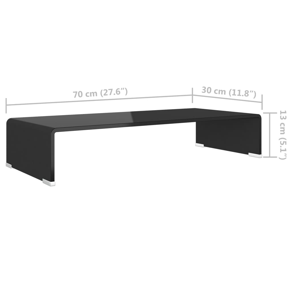 TV Stand/Monitor Riser Glass Black 70x30x13 cm