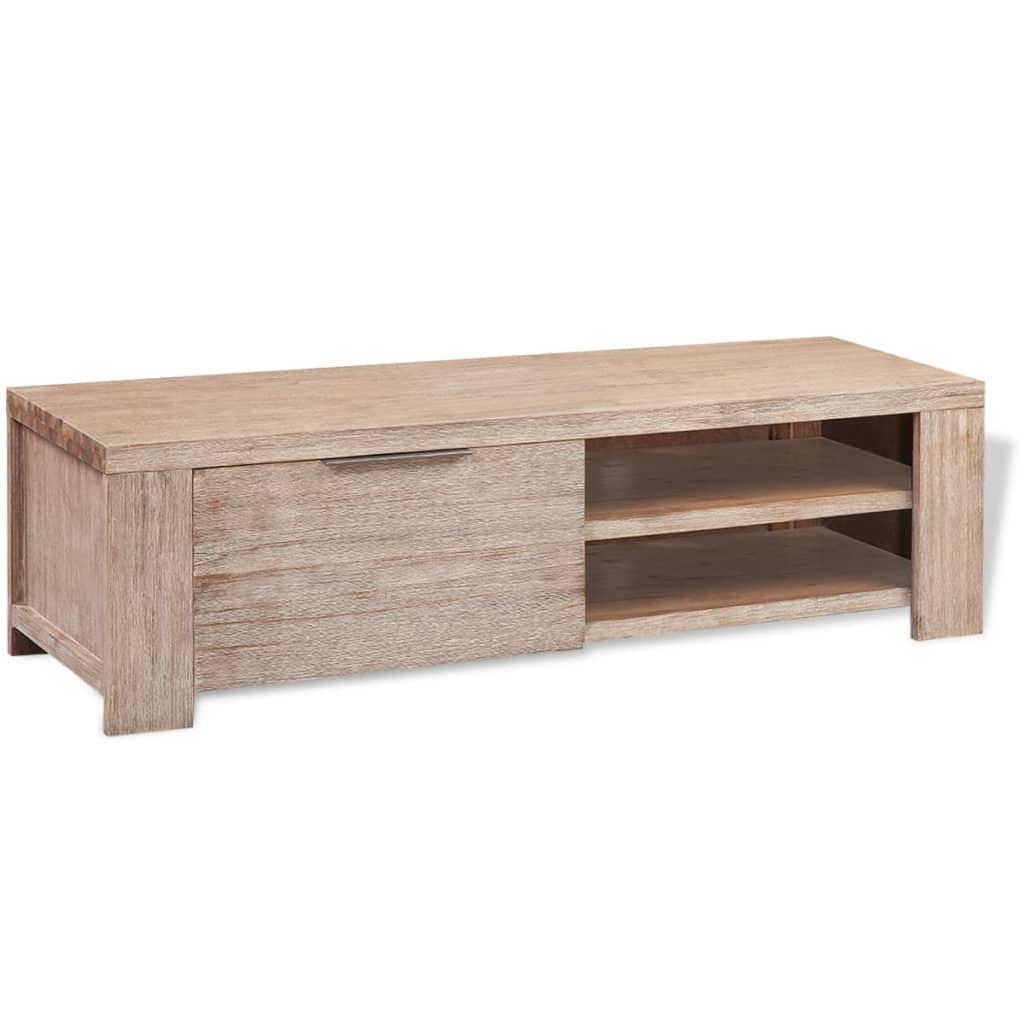 TV Cabinet Solid Brushed Acacia Wood 140x38x40 cm