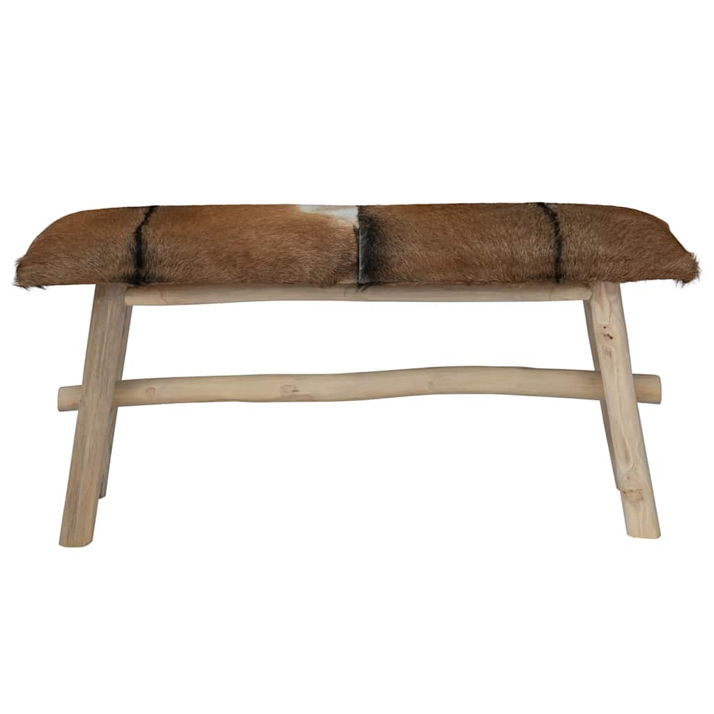 Bench Real Leather Teak
