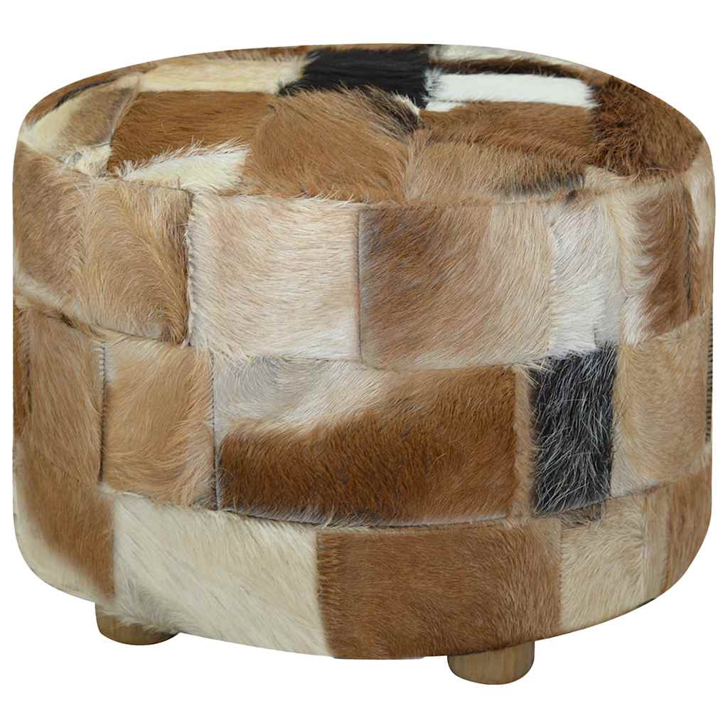 Pouffe Genuine Leather Round 50x50x45 cm