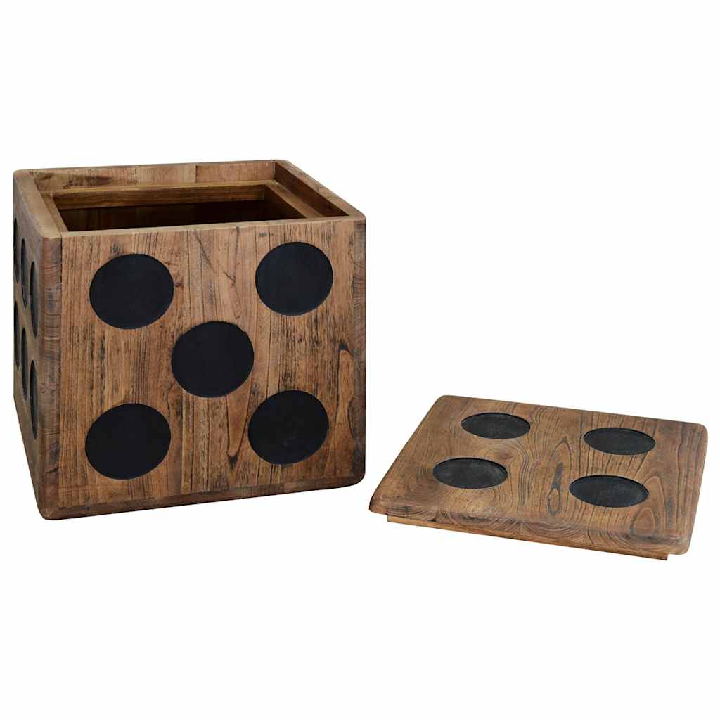 Storage Box Mindi Wood 40x40x40 cm Dice Design