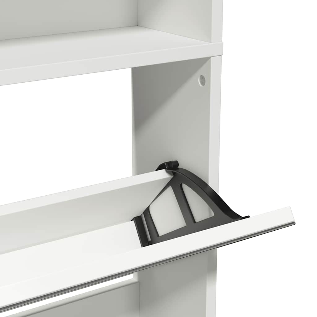 Shoe Cabinet 4-Layer Mirror White 63x17x134 cm