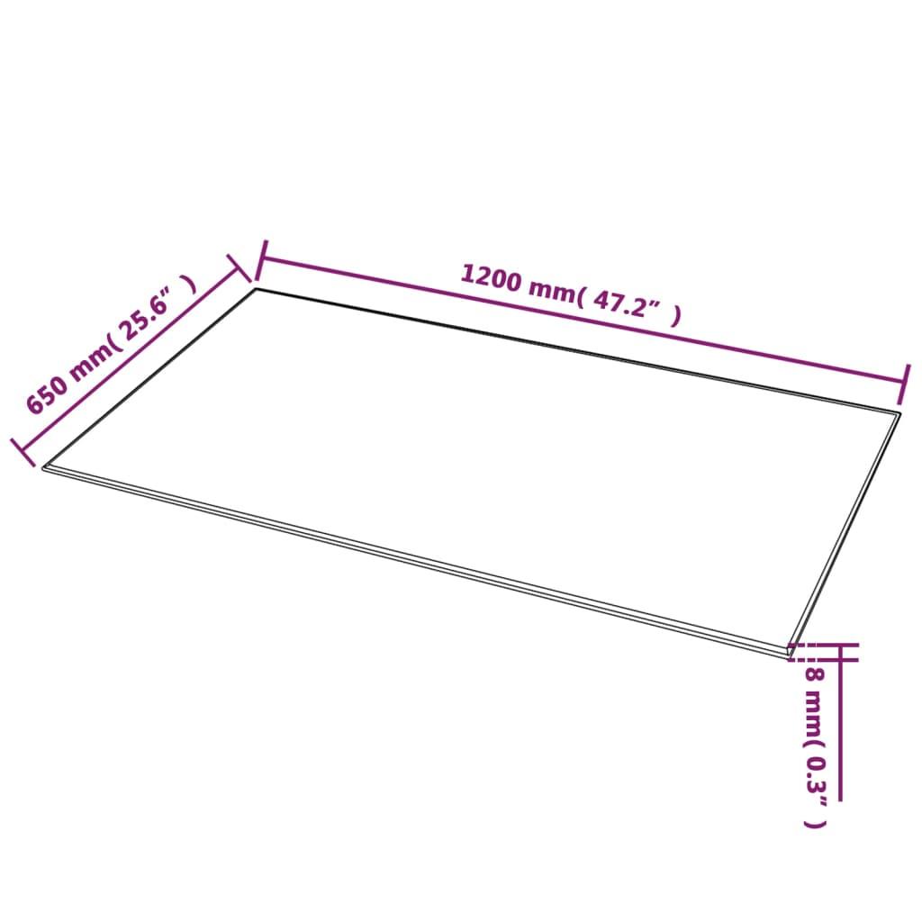 Table Top Tempered Glass Rectangular 1200x650 mm