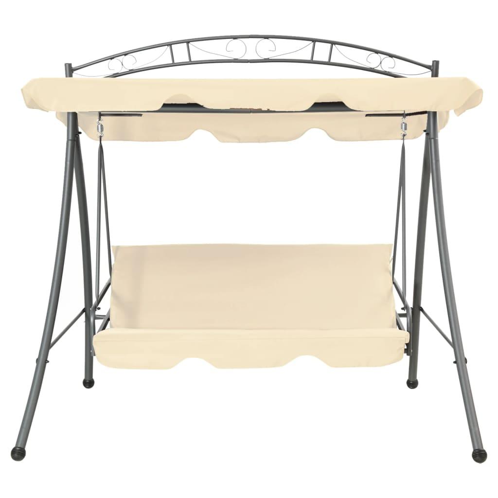 Outdoor Convertible Swing Bench with Canopy Sand White