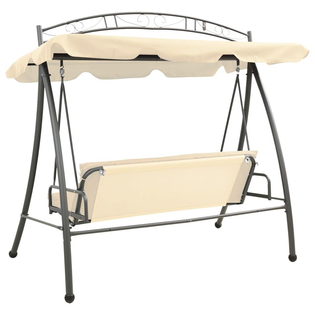 Outdoor Convertible Swing Bench with Canopy Sand White