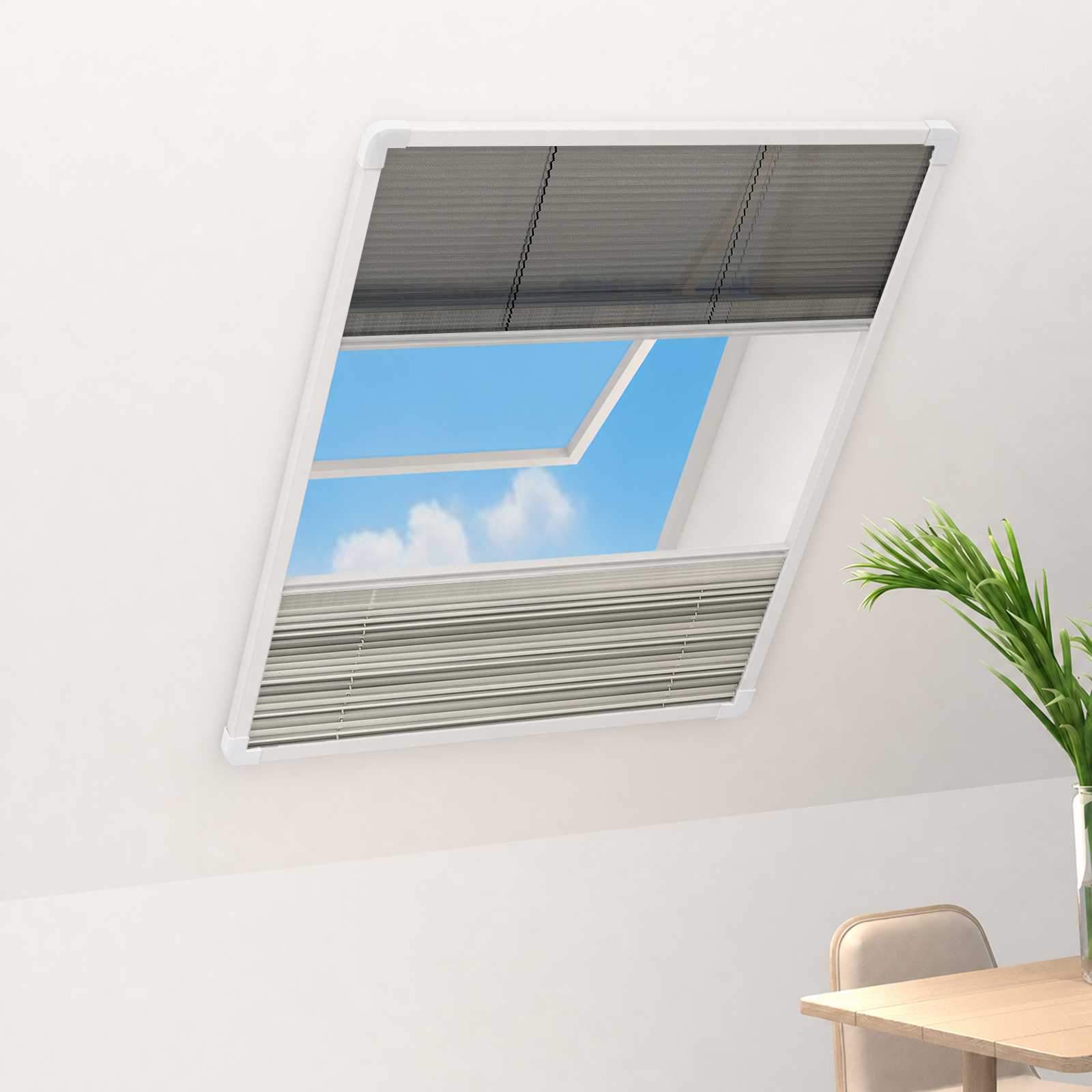 Plisse Insect Screen for Windows Aluminium 80x100 cm with Shade