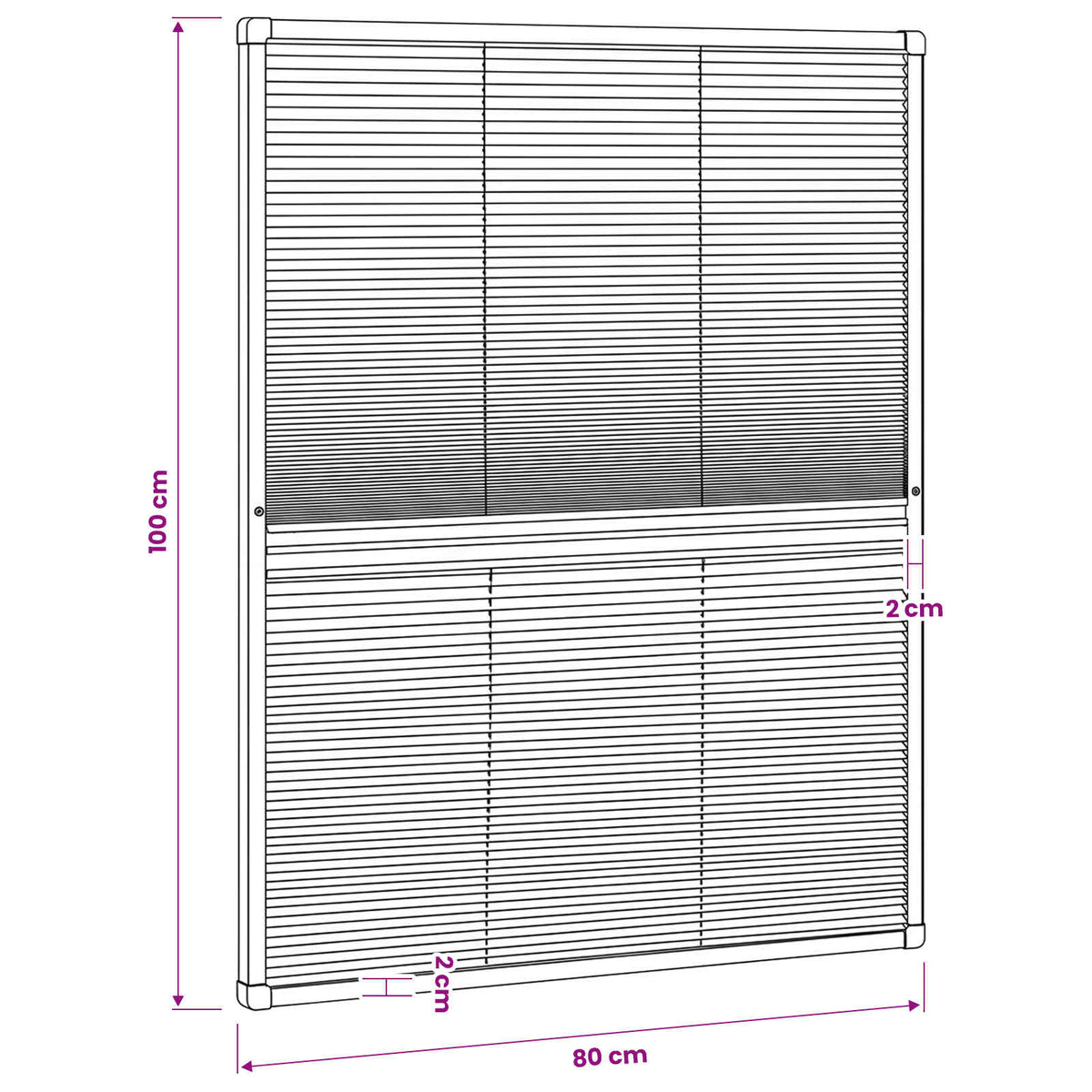 Plisse Insect Screen for Windows Aluminium 80x100 cm with Shade