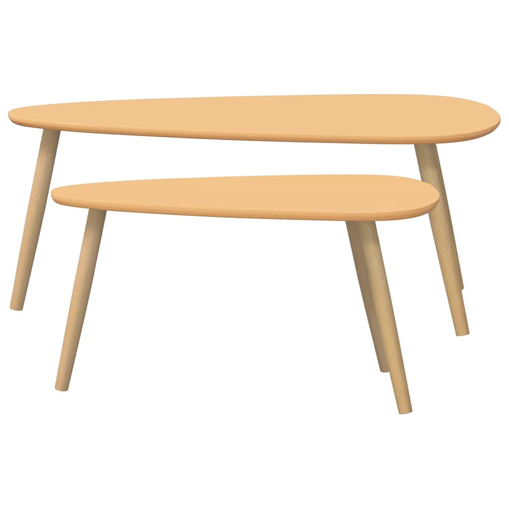 Coffee Table Set 2 Pieces Solid Pinewood Brown