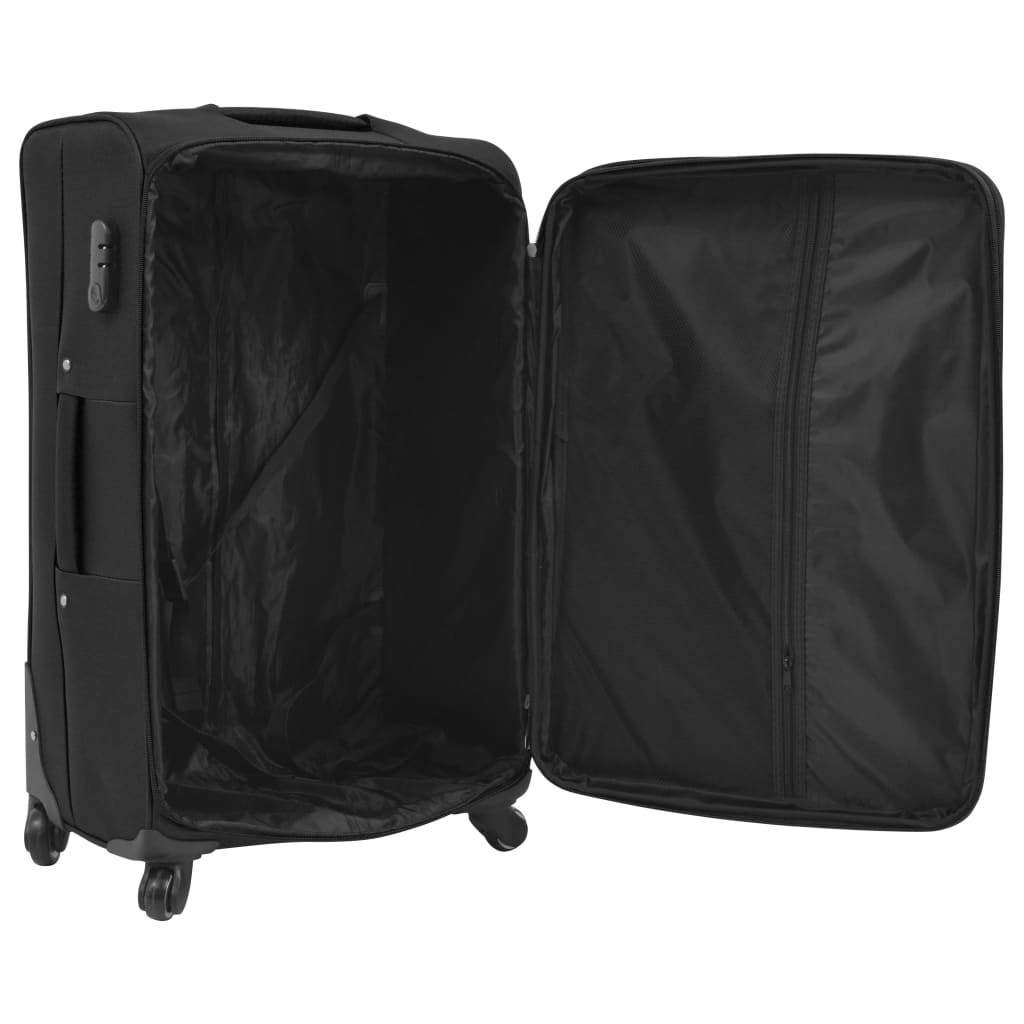3 Piece Soft Case Trolley Set Black