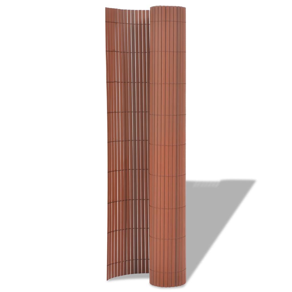 Double-Sided Garden Fence PVC 90x300 cm Brown