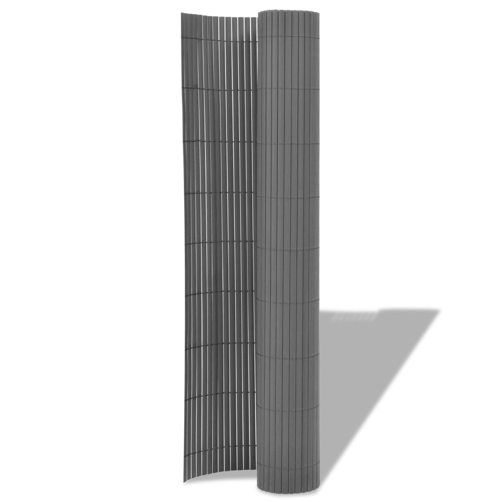 Double-Sided Garden Fence PVC 90x300 cm Grey