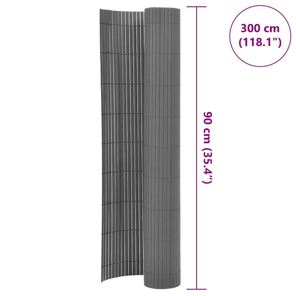 Double-Sided Garden Fence PVC 90x300 cm Grey