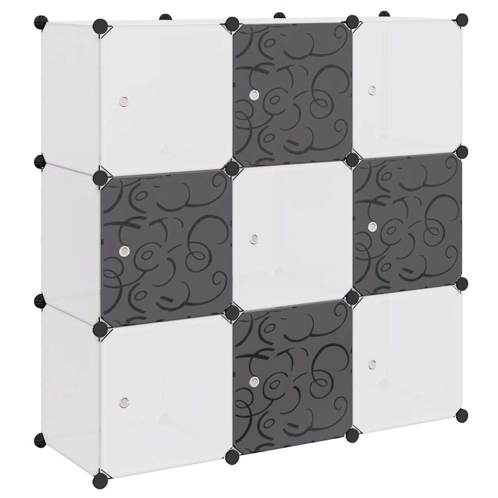 Storage Cube Organiser with 9 Compartments Black and White