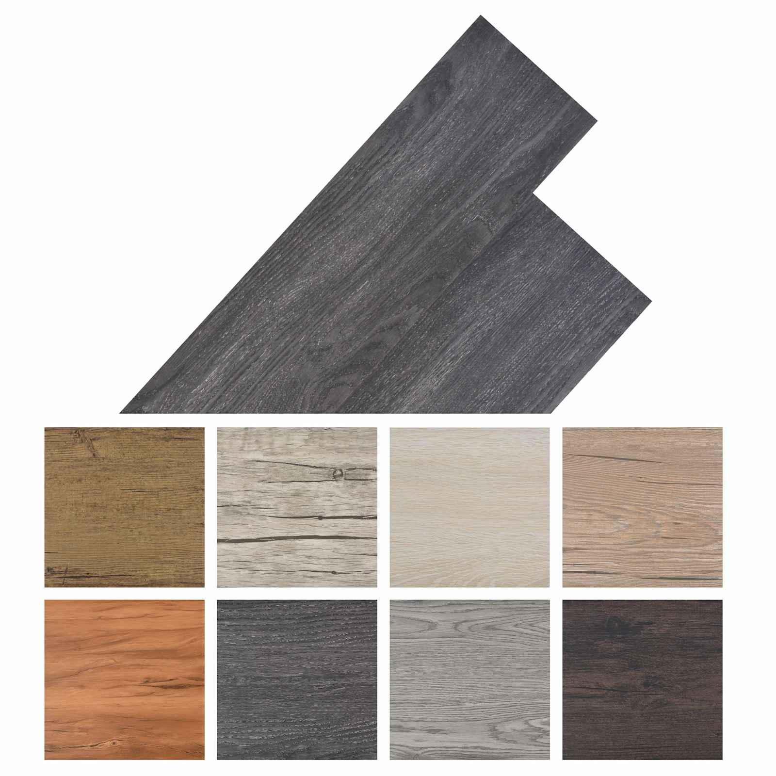 Flooring Planks 18 pcs Black and White 5.26 m² PVC