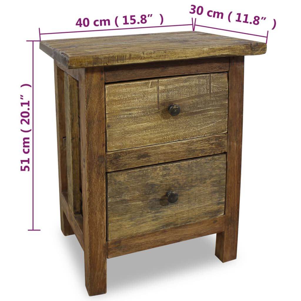 Nightstand Solid Mahogany Wood 40x30x51 cm