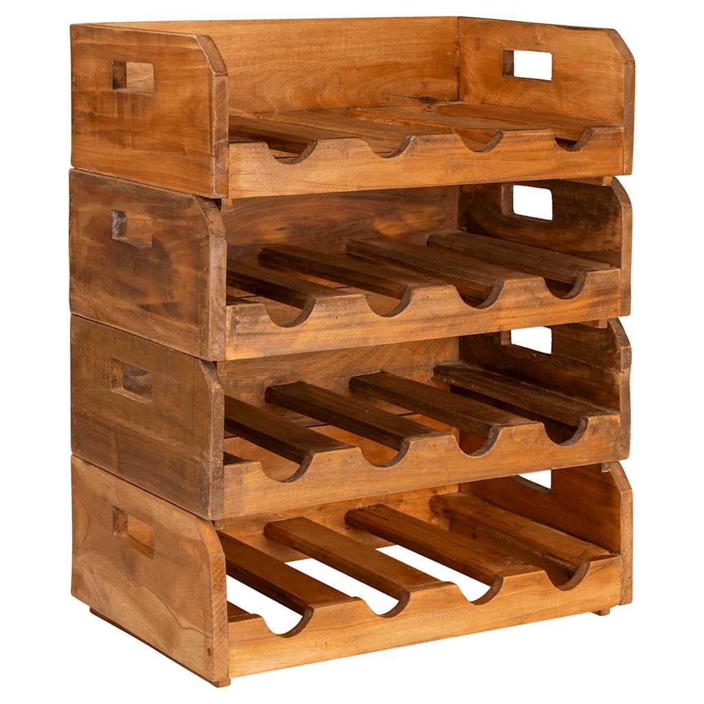 Wine Racks 4 pcs for 16 Bottles Solid Mahogany Wood