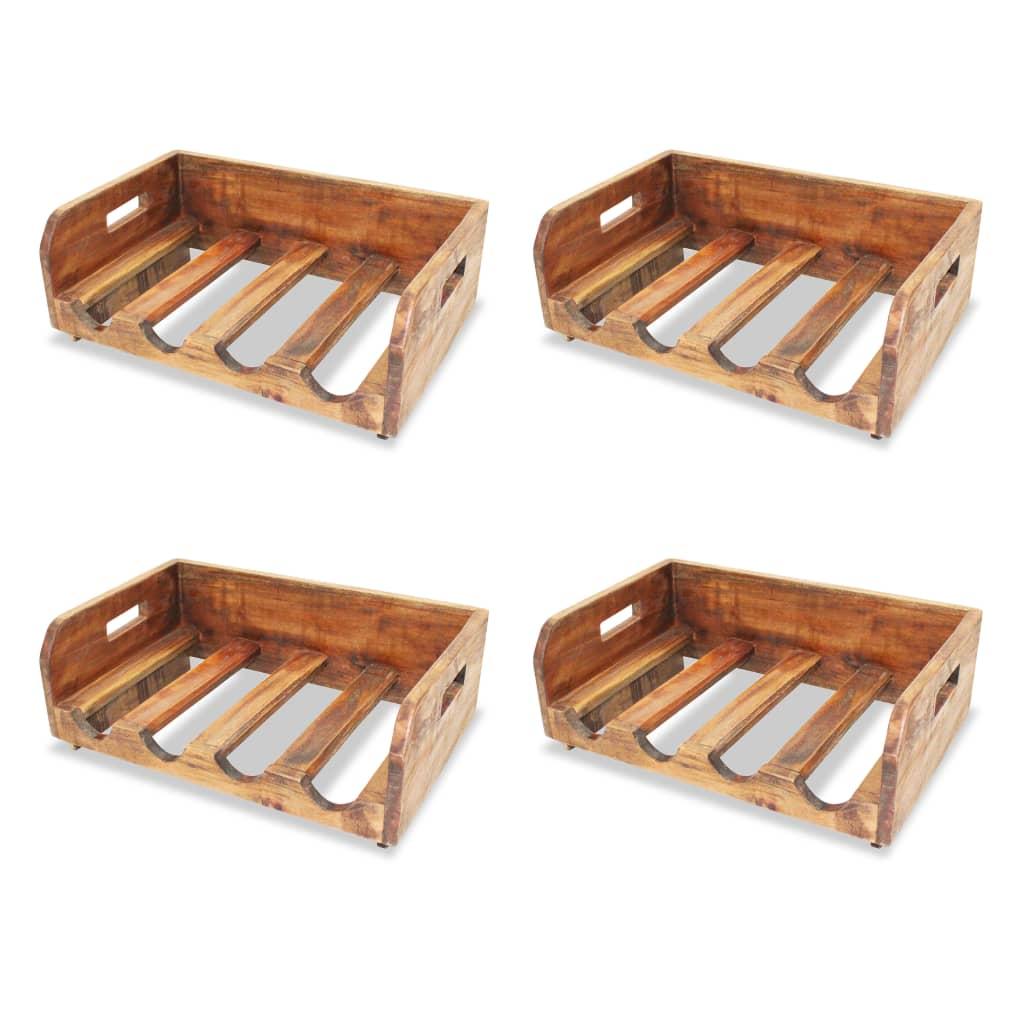 Wine Racks 4 pcs for 16 Bottles Solid Mahogany Wood