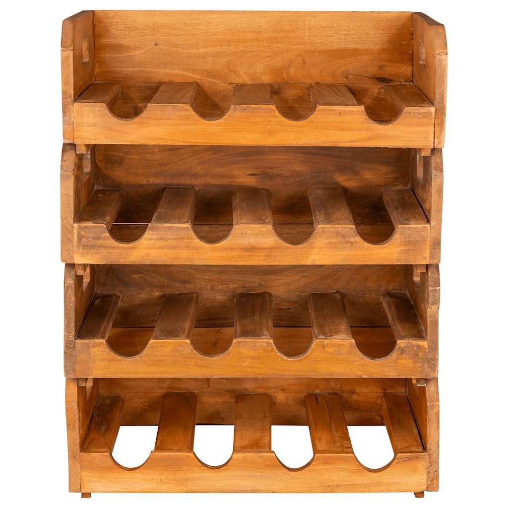 Wine Racks 4 pcs for 16 Bottles Solid Mahogany Wood